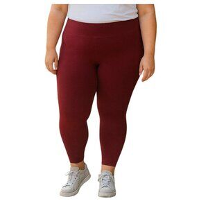 Time & Tru Womens Activewear Leggings Size XXXL (22) High-Waisted Burgundy